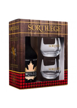 Confezione regalo Crema di whisky canadese Sortilège con sciroppo d'acero + 2 bicchieri