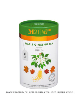 Piramidaal theezakje groene thee ginseng ahorn, verkwikkende Canadese infusie hele bladeren