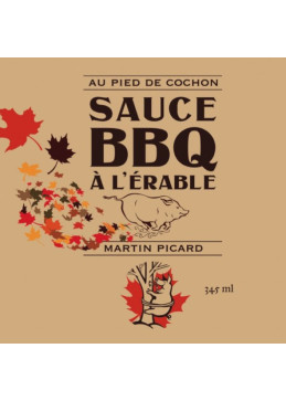 BBQ saus Martin Picard detail etiket - handtekening van de beroemde Quebec chef Au Pied de Cochon restaurant