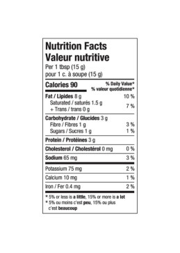 información nutricional de la mantequilla de maní