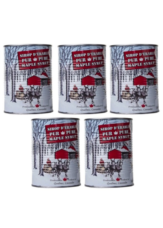 5 cans of amber maple syrup