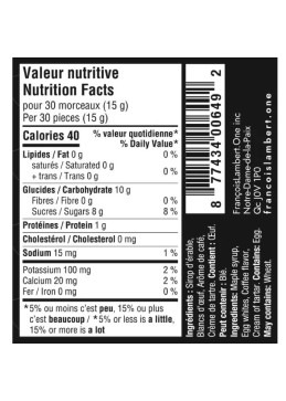 Datos nutricionales del merengue de arce