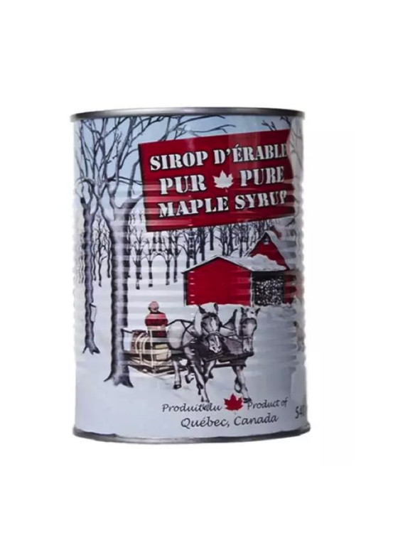 Can of dark maple syrup