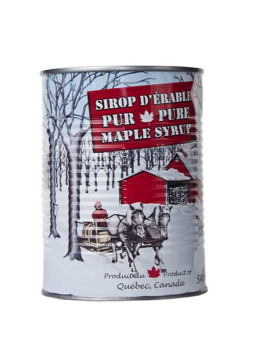 540 ml maple syrup in a metal cane