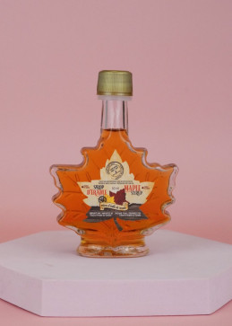 Bottle of Quebec maple syrup leaf