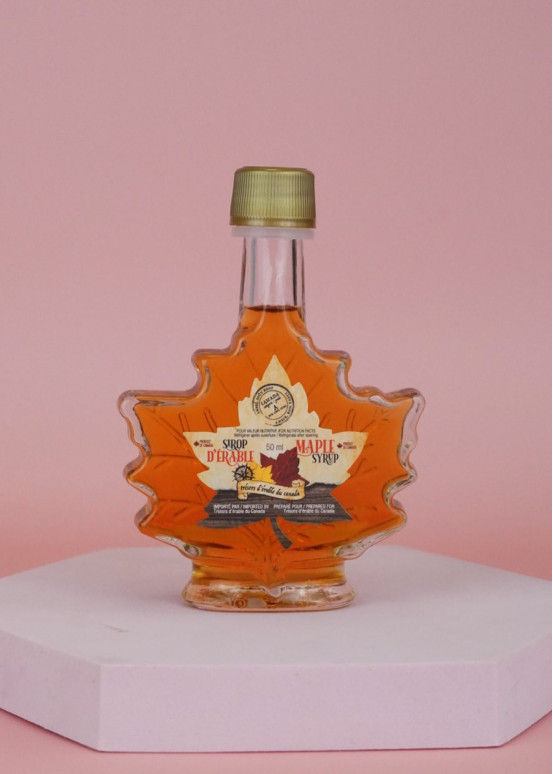 Bottle of Quebec maple syrup leaf