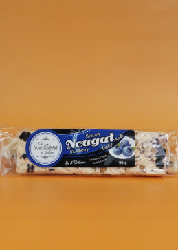 Dettaglio torrone mirtillo Canada, dolce mandorle morbido frutto boreale selvaggio autentico