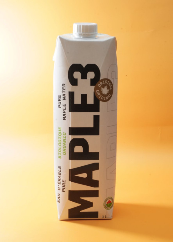Botella de agua de arce orgánica Maple 3 1L, formato familiar de pura savia de arce canadiense