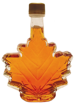 Amber maple syrup in leaf...