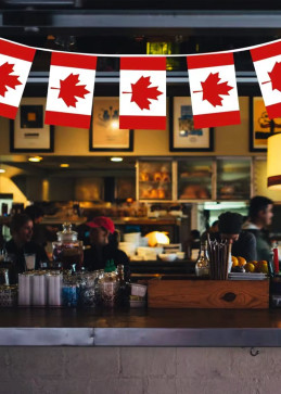 Banderola banderas Canadá 5 metros, guirnalda festiva patriótica para fiesta o evento
