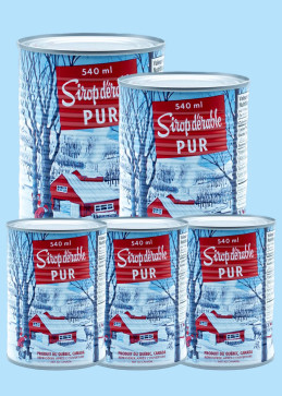 Pack of 5 - 540 ml canned Quebec amber maple syrup