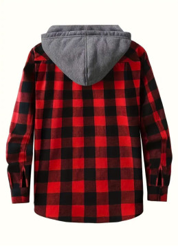 Camisa cuadros vista posterior - diseño unisex corte amplio comodidad óptima actividades outdoor canadiense
