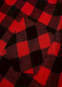 Plaid shirt button pocket detail - practical chest pockets classic button placket traditional Canadian style