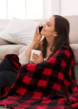 Red and black plaid blanket