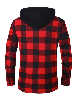 Red and Black Plaid Hooded...