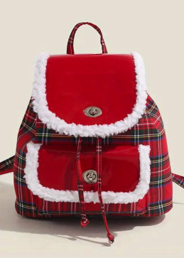 Red plaid backpack with...