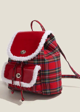 Red plaid backpack with...