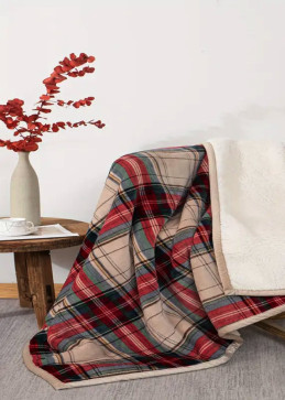 Dik gestreepte plaid dubbellaags, warme comfortabele deken woonkamer bank decoratie textiel