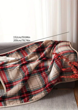 Plaid grueso rayas doble capa, manta cálida cómoda decoración salón sofá textil hogar