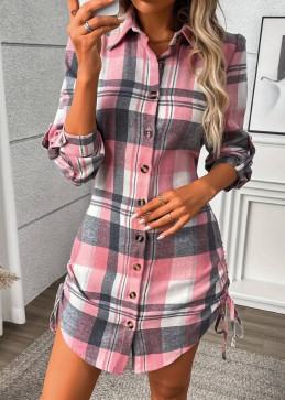 Shirt dress waist cord detail - adjustable cord to cinch silhouette highlights femininity stylish elegant