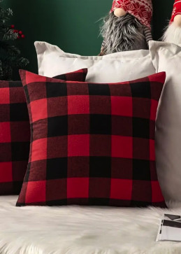 Red and black plaid cushion...