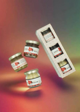 Cofanetto Trio Petite Cabane à Sucre: caramello, gelatina e zucchero d'acero, idea regalo