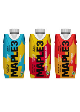 Assortiment ahorn-sportdranken Canada, volledig gamma natuurlijke hydraterende smaken