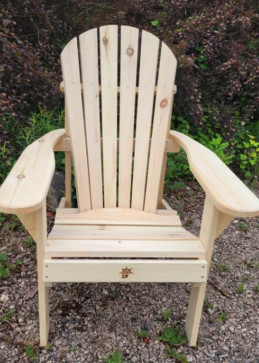 Sedia giardino canadese Adirondack legno naturale, poltrona autentica esterno stile tradizionale