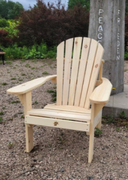 Sedia giardino canadese Adirondack legno naturale, poltrona autentica esterno stile tradizionale