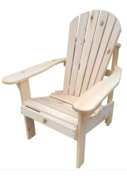 Sedia giardino canadese Adirondack legno naturale, poltrona autentica esterno stile tradizionale