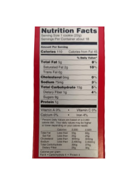 Información nutricional Galletas de hoja de arce y chocolate