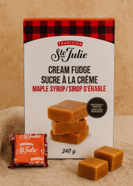 Caramelo crema jarabe arce Ste-Julie tradición, especialidad auténtica Quebec receta familiar