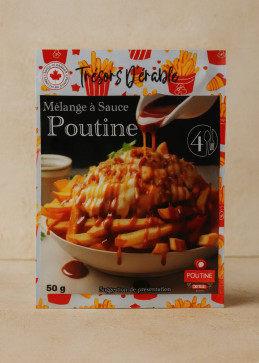 Mezcla salsa poutine Trésors d'érable - sobre preparación receta auténtica de Quebec con jarabe de arce