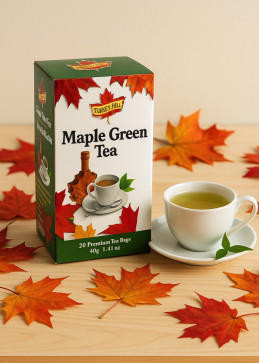 Doos groene thee met ahornsiroop Canada 20 zakjes, delicate infusie met zoete ahorntonen