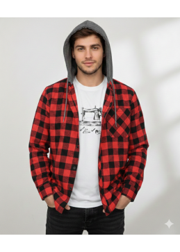 Geruit shirt lange mouwen rood zwart Canada stijl - klassiek houthakker kledingstuk wilde stijl traditioneel