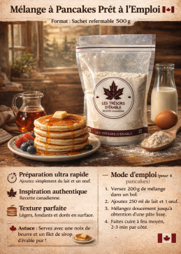 Kant-en-klare pannenkoekenmix met een vers ei en melk voor een snel ontbijt.