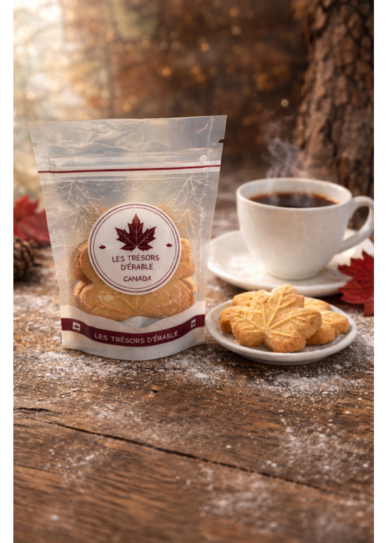 Ahornbladkoekje per stuk - Canadese zandkoek gevuld met pure ahornsiroopcreme bij de koffie