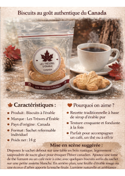 Biscuit canadien feuille d'érable à l'unité dans son sachet fraîcheur individuel
