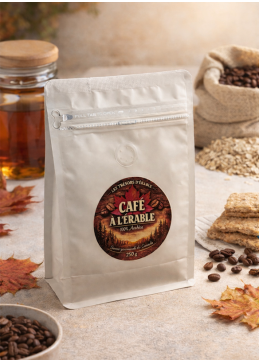 Zakje natuurlijke ahornkoffie 250g uit Canada, gearomatiseerde koffie met Quebec-ahorntonen