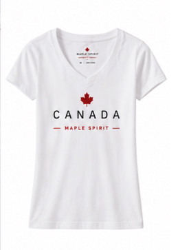 Dames T-shirt in Canadese stijl met rood esdoornblad