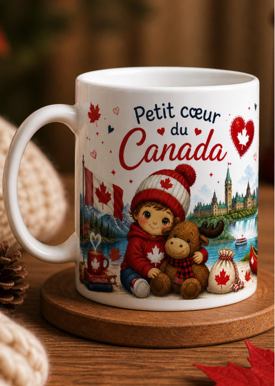 Tasse kleines Kanada-Herz Zärtlichkeit Erbe Keramik, rührendes Geschenk Liebe kanadische Kultur