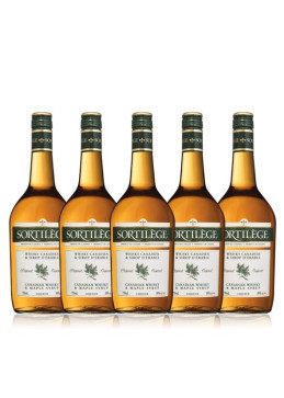 5 bouteilles whisky sortilège original au sirop d'érable