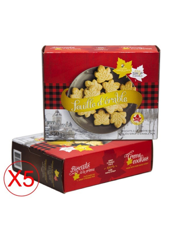 Box of maple leaf cookies with cream in pack of 5