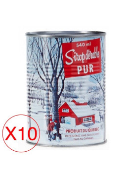 Confezione mista 10 lattine sciroppo d'acero dorato e ambrato 540 ml, presentazione piramidale
