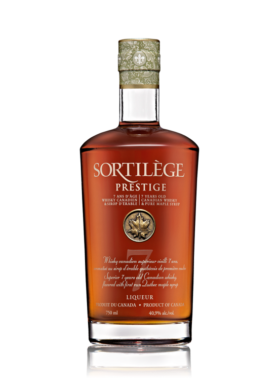 bottle of prestige spell 7 year old whiskey from canada
