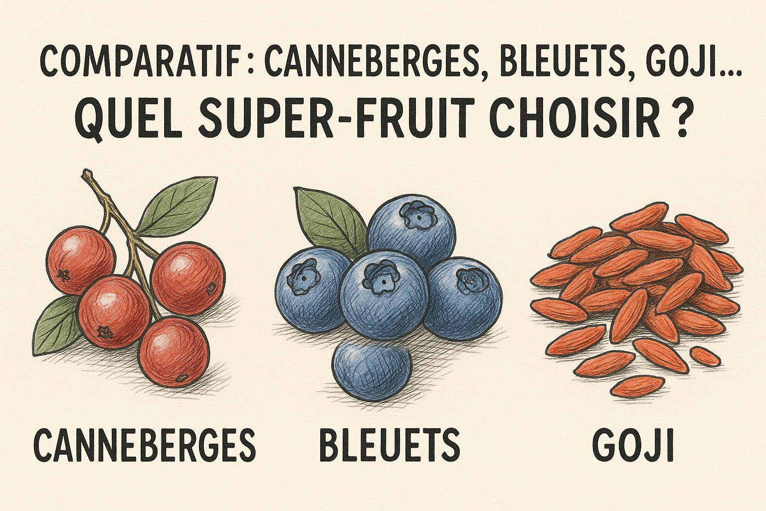 Canneberge, goji bleuet