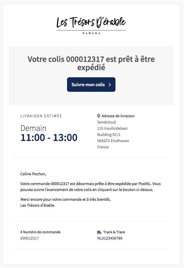 exemple mail de suivi de colis 