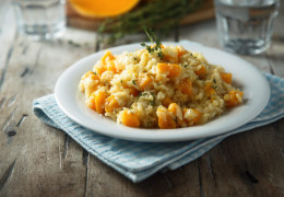 Caramelized butternut risotto with maple syrup