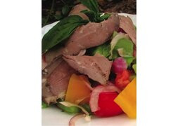 Mediterranean salad with duck smoked meat